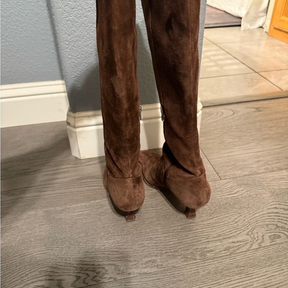 Dolce Vita Dark Brown Suede Heeled Boots - Picture 3 of 9